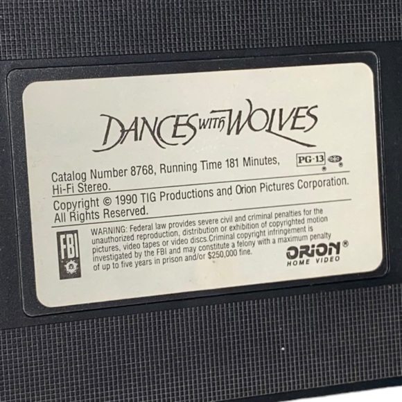Dances with Wolves Movie VHS Tape - Picture 2 of 3
